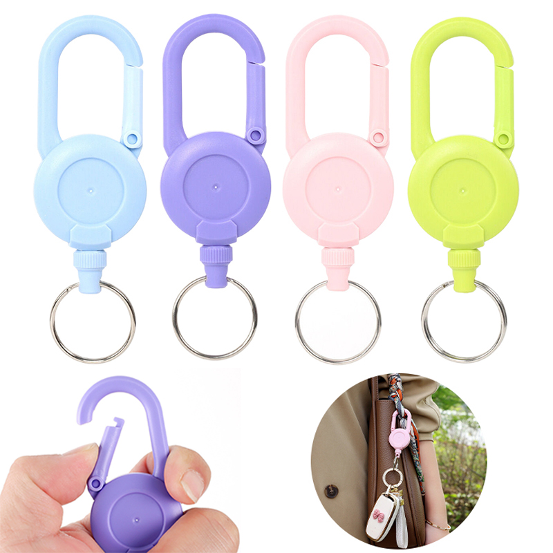 Conventional Reel - Macaron Color Retractable Keychain Outdoor Anti-theft