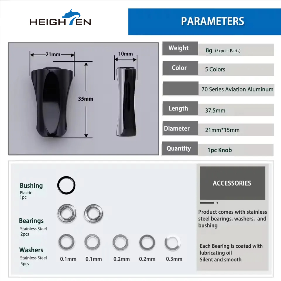 HEIGHTEN 21mm Reel Handle Alum - Reel Drag Knob review and price